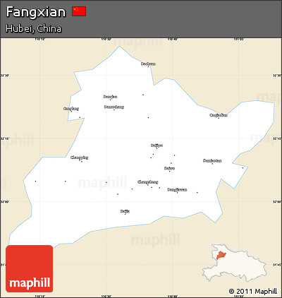 Classic Style Simple Map of Fangxian, single color outside