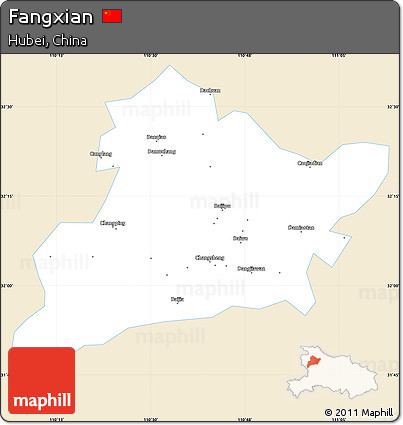 Classic Style Simple Map of Fangxian, single color outside