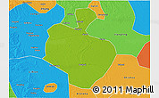 Physical 3D Map of Gong An, political outside