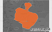 Political 3D Map of Gong An, darken, desaturated