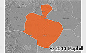 Political 3D Map of Gong An, desaturated