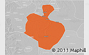 Political 3D Map of Gong An, lighten, desaturated