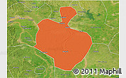 Political 3D Map of Gong An, satellite outside