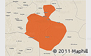 Political 3D Map of Gong An, shaded relief outside