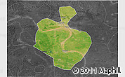 Satellite 3D Map of Gong An, darken, desaturated