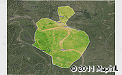 Satellite 3D Map of Gong An, darken, semi-desaturated