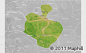 Satellite 3D Map of Gong An, lighten, desaturated