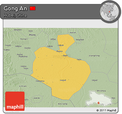 Savanna Style 3D Map of Gong An