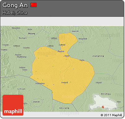 Savanna Style 3D Map of Gong An