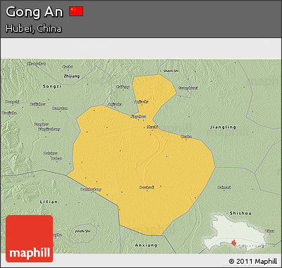 Savanna Style 3D Map of Gong An
