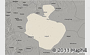 Shaded Relief 3D Map of Gong An, darken, semi-desaturated