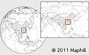 Blank Location Map of Gong An, highlighted country, within the entire country