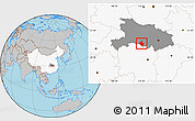 Gray Location Map of Gong An, highlighted country, highlighted parent region