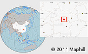 Gray Location Map of Gong An, highlighted country, hill shading