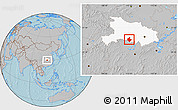 Gray Location Map of Gong An, highlighted parent region, hill shading