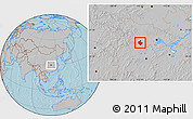 Gray Location Map of Gong An, hill shading