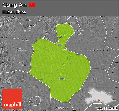 Physical Map of Gong An, desaturated