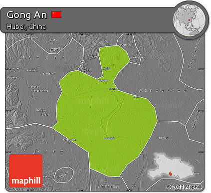Physical Map of Gong An, desaturated