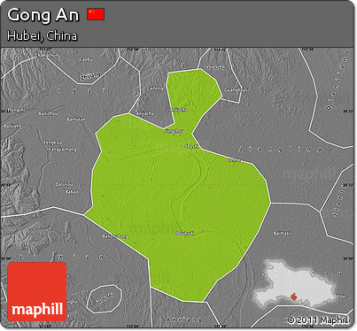 Physical Map of Gong An, desaturated
