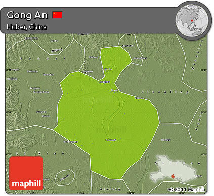 Physical Map of Gong An, semi-desaturated