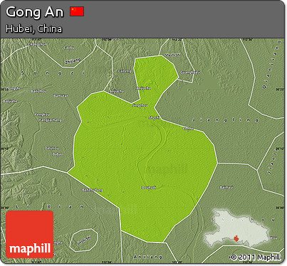 Physical Map of Gong An, semi-desaturated