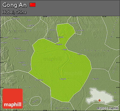 Physical Map of Gong An, semi-desaturated