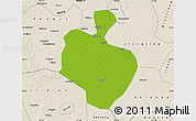 Physical Map of Gong An, shaded relief outside