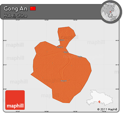 Political Map of Gong An, single color outside