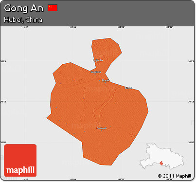 Political Map of Gong An, single color outside
