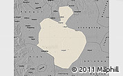 Shaded Relief Map of Gong An, darken, desaturated