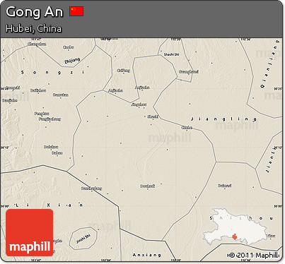 Shaded Relief Map of Gong An