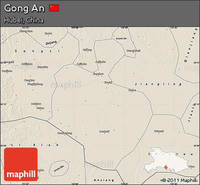 Shaded Relief Map of Gong An