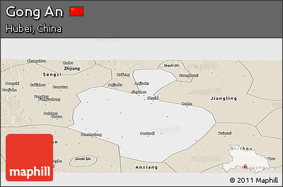 Classic Style Panoramic Map of Gong An