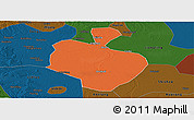 Political Panoramic Map of Gong An, darken