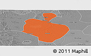 Political Panoramic Map of Gong An, desaturated