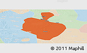 Political Panoramic Map of Gong An, lighten