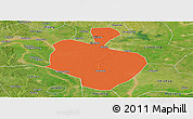 Political Panoramic Map of Gong An, satellite outside