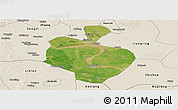 Satellite Panoramic Map of Gong An, shaded relief outside
