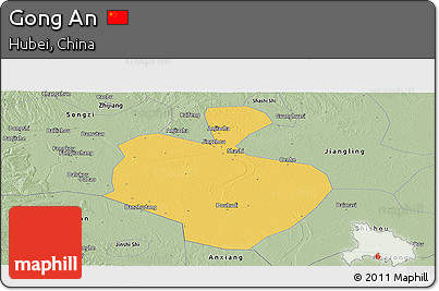 Savanna Style Panoramic Map of Gong An