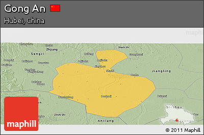 Savanna Style Panoramic Map of Gong An