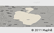 Shaded Relief Panoramic Map of Gong An, darken, semi-desaturated