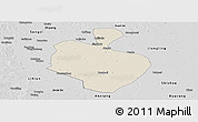 Shaded Relief Panoramic Map of Gong An, desaturated
