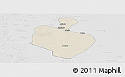 Shaded Relief Panoramic Map of Gong An, lighten, desaturated