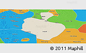 Shaded Relief Panoramic Map of Gong An, political outside