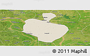Shaded Relief Panoramic Map of Gong An, satellite outside