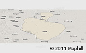 Shaded Relief Panoramic Map of Gong An, semi-desaturated