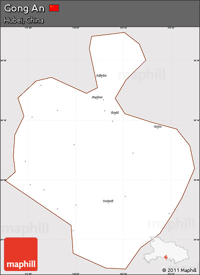 Classic Style Simple Map of Gong An, cropped outside