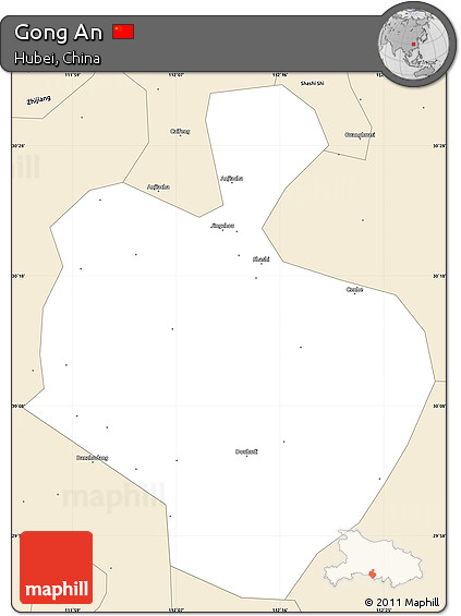 Classic Style Simple Map of Gong An