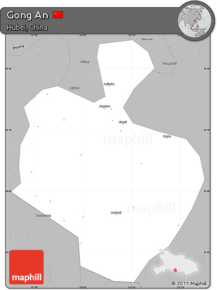 Gray Simple Map of Gong An