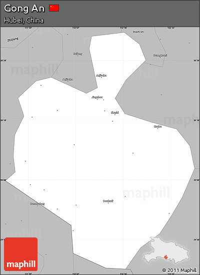 Gray Simple Map of Gong An
